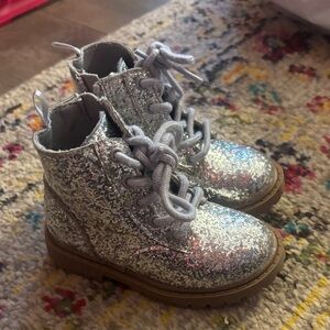 Old Navy Glittery Silver Kids Boots